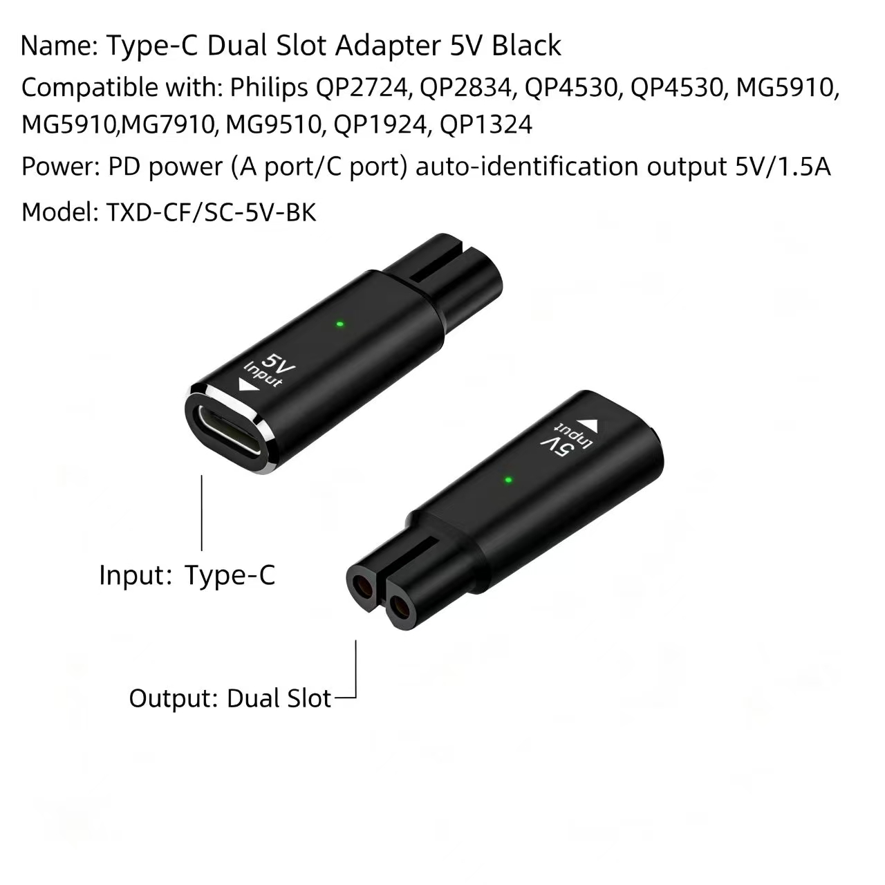 5V Type‑C Female to Dual Slot  - Electric Shaver Rotary ulasan dan harga